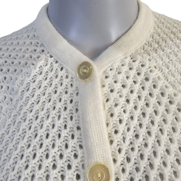 Vintage 70s Crochet Poncho Cardigan Wrap Jacket Shawl Women One Size Fall Winter - Picture 9 of 16